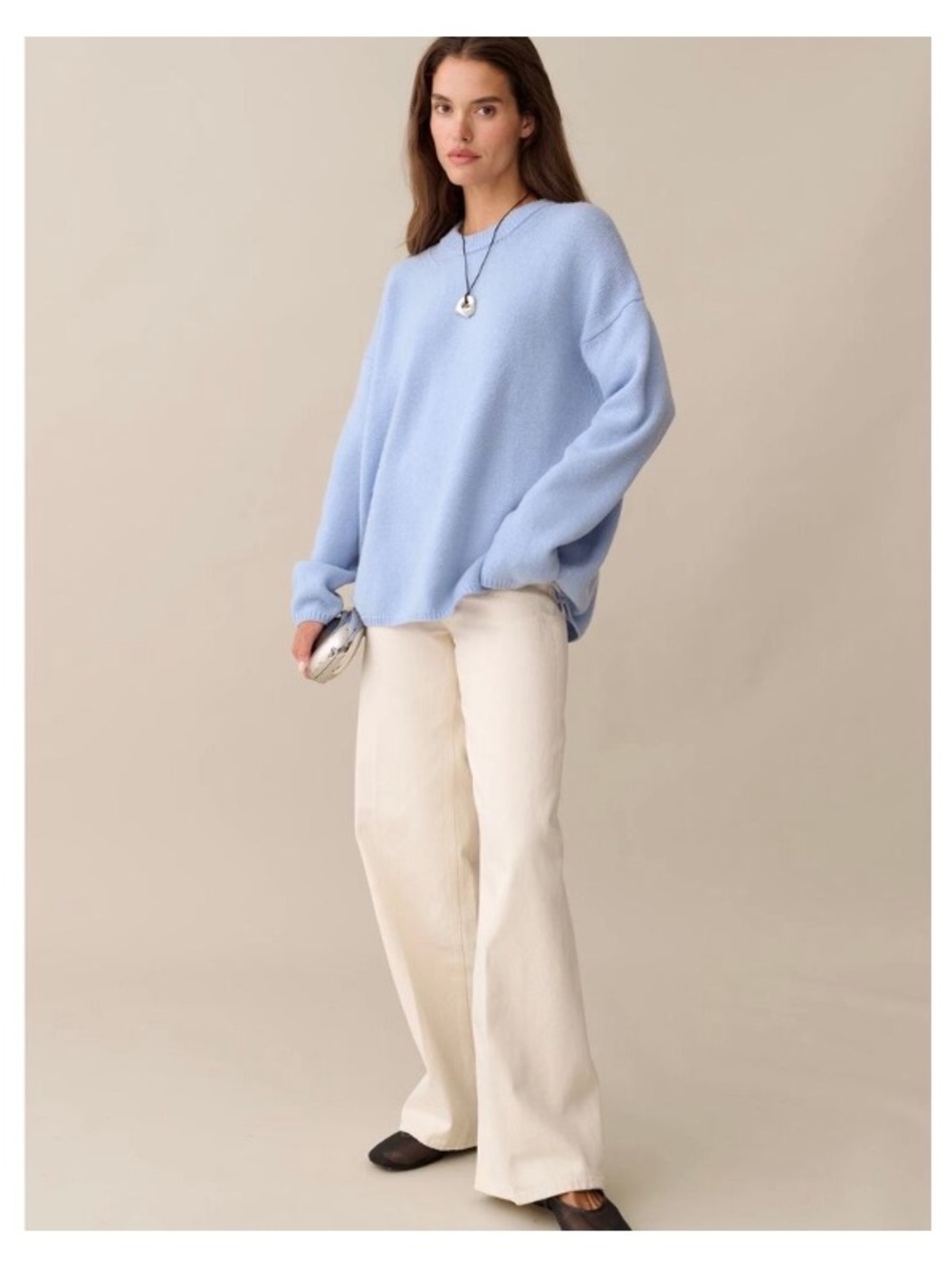 CAARA Nancy light blue wool crewneck knit sweater size S $172